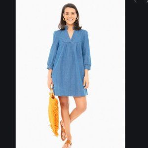 Tuckernuck Chambray Lalavon Ruffle Dress Small